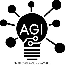 Decision-Making Capabilities icon. Bulb with digital connection. Highlights intelligent decision processes. Ideal for AI intelligence and strategic planning themes.