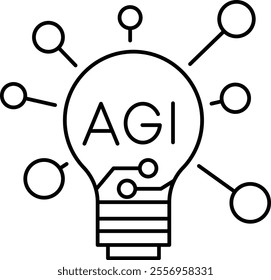 Decision-Making Capabilities icon. Lightbulb with neural nodes symbolizing intelligent decision-making in AI. Ideal for automation tools. Simple Black outline