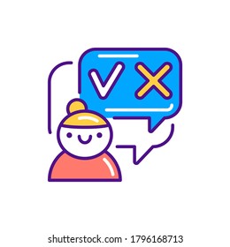 Decision-making color line icon. Soft skills. Pictogram for web, mobile app, promo. UI UX design element.