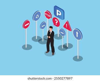 Decision-Making and Confusion 3d isometric vector illustration