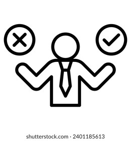 Ilustración vectorial de línea de icono de toma de decisiones