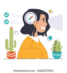 Decision-making. Strategic thinking, brainstorming and solution research. Multiple options dilemma. Pros and cons , risk and benefits analysis. Flat vector illustration