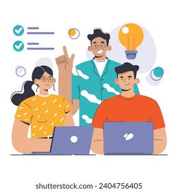 Decision-making. Strategic thinking, brainstorming and solution research. Multiple options dilemma. Pros and cons , risk and benefits analysis. Flat vector illustration