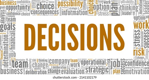 Decisiones ilustraciones vectoriales conceptuales nube de palabras aisladas en fondo blanco.