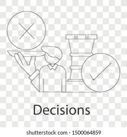 Decisions icon on transparency background . Line vector illustration for website.