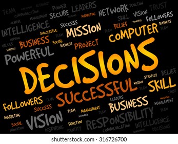 DECISIONS word cloud, business concept