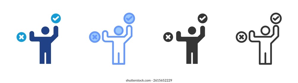 Decisiveness icon set multiple style collection