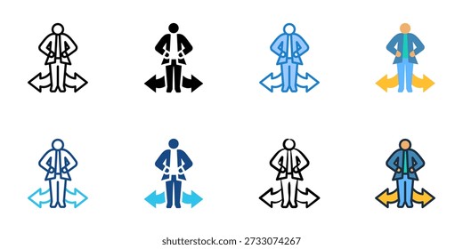 Decisiveness icons set multiple style collection. Editable stroke 

