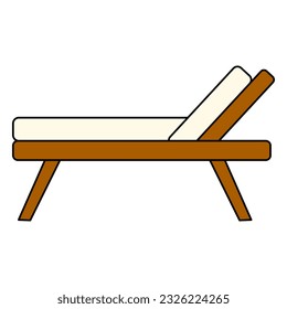 Deck or beach chair icon, flat vector