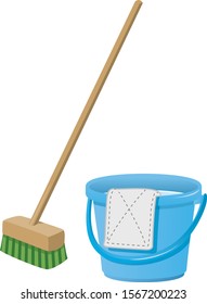 Deck brush and bucket image illustration