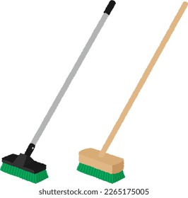 A deck brush is a cleaning tool that features a long handle and a hard, durable brush.