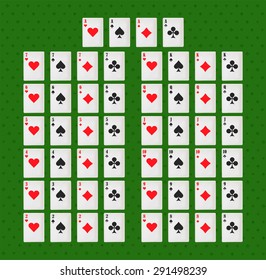 Deck of card. playing cards on green backgraund. poker and casino