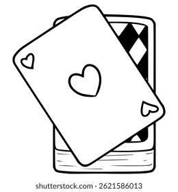 baralho de cartas ilustração desenhado à mão vetor de contorno