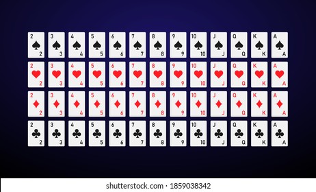 Deck of cards in a minimalistic style. Playing cards without pictures. Vector illustration.