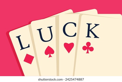 Deck of cards showing the word luck