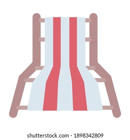 deck chair beach in summer using soft color and flat style