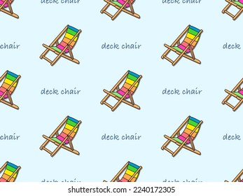 Deck Chair cartoon character seamless pattern on blue background