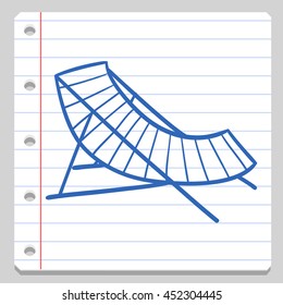 Deck Chair Garden Objects School Doodle Icons Hand Vector Illustration Sketch.