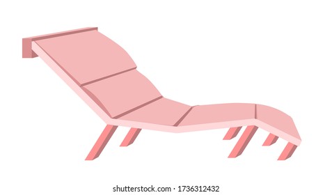 Deck chair for garden and terrace isolated on white background. Vector flat cartoon illustration. Sign lounge simple furniture.