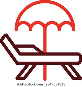 Deck Chair Glyph Two Color Icon For Personal And Commercial Use.
