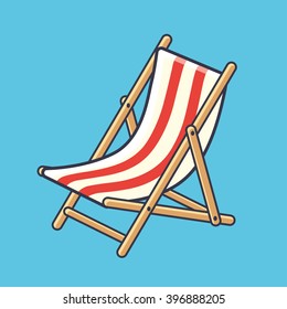 Deck chair icon on a blue background.