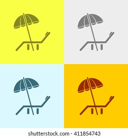 Deck Chair Icon on Four Different Backgrounds. Eps-10.