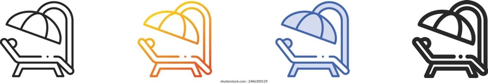 deck chair icon.Thin Linear, Gradient, Blue Stroke and bold Style Design Isolated On White Background