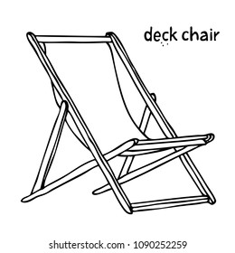 Deck chair isolated on white background, hand drawn vector illustration