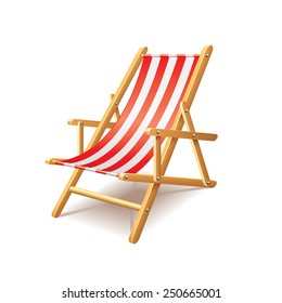 Deck chair isolated on white photo-realistic vector illustration