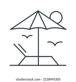 Deck chair line art thin icon. Vector icon.