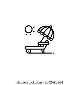 Deck Chair Line Icon, Vector Template