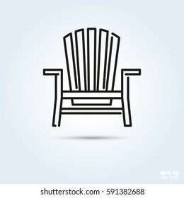 Deck chair Line Icon Vector. Summer holidays at beach or seaside symbol.