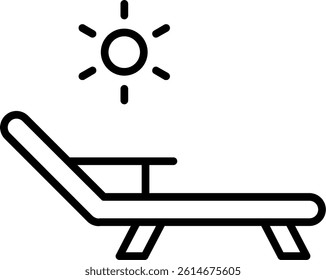Deck Chair Line Vector Icon Design