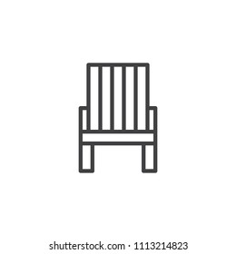 Deck chair outline icon. linear style sign for mobile concept and web design. Beach chair simple line vector icon. Symbol, logo illustration. Pixel perfect vector graphics