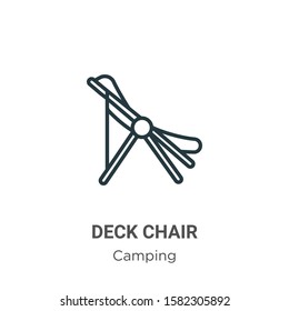 Deck chair outline vector icon. Thin line black deck chair icon, flat vector simple element illustration from editable camping concept isolated on white background