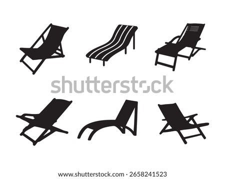 Deck Chair Silhouette Vector Icon Pack