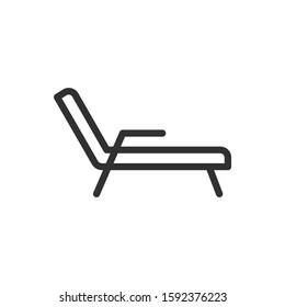 deck chair, Sunbed, furniture, linear icon. Editable stroke