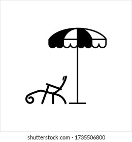Deck Chair Umbrella Icon Vector Art Illustration