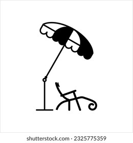 Deck Chair Umbrella Icon Vector Art Illustration