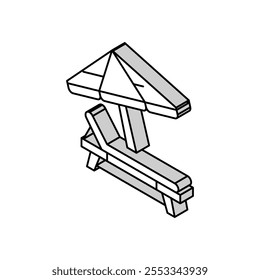 deck chair with umbrella isometric icon vector. deck chair with umbrella sign. isolated symbol illustration