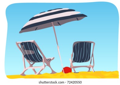 Deck Chair Umbrella Vector Illustration Stock Vector (royalty Free 