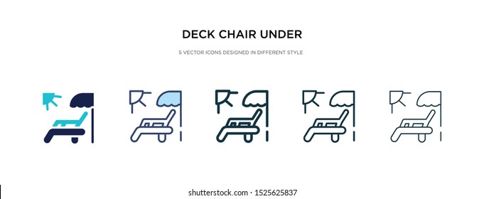 deck chair under the sun icon in different style vector illustration. two colored and black deck chair under the sun vector icons designed in filled, outline, line and stroke style can be used for