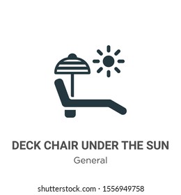 Deck chair under the sun vector icon on white background. Flat vector deck chair under the sun icon symbol sign from modern general collection for mobile concept and web apps design.