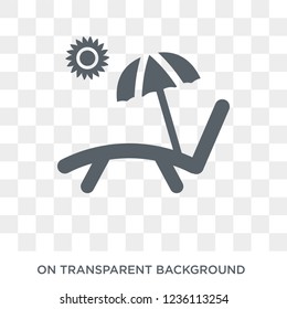 Deck chairs and sun icon. Deck chairs and sun design concept from Summer collection. Simple element vector illustration on transparent background.