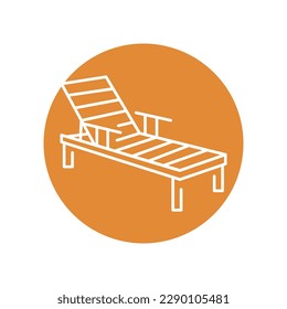 Das Symbol für die farbige Lounge im Deck. Piktogramm für Webseiten, mobile App, Promo.