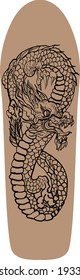 Deck design and hand drawn Surf skate , Japanese tattoo style and outline deck skateboard.