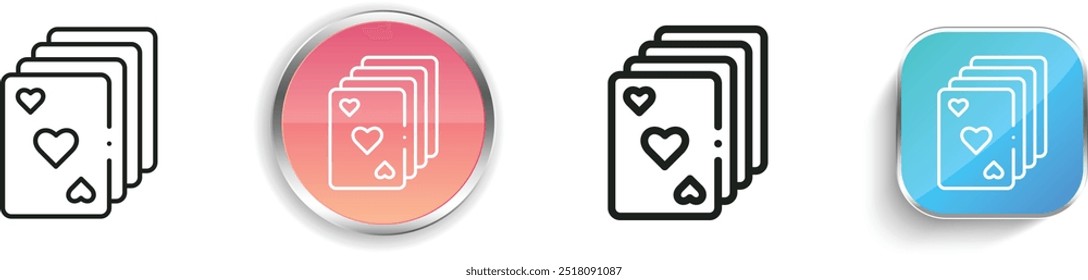 ícone de baralho. Design fino, linear, regular e estilo botão isolado no fundo branco