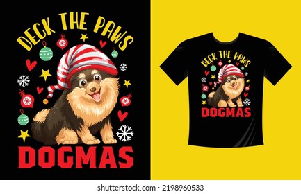 deck the paws dogmas - Christmas t shirt design free vector svg design template 