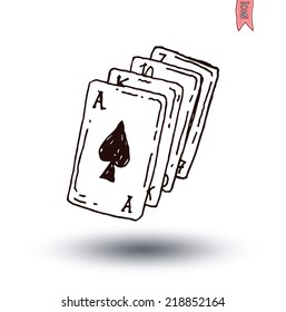 deck of playing cards, hand drawn vector illustration.