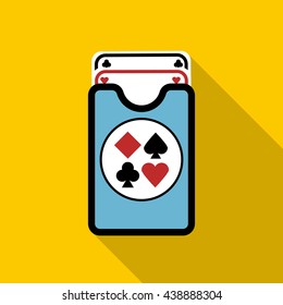 Deck of playing cards icon, flat style